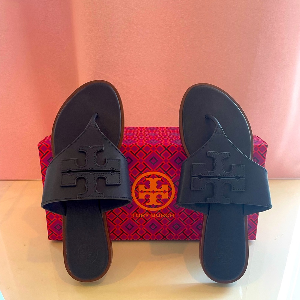 Navy blue Tori Burch leather sandal. Brilliant condition